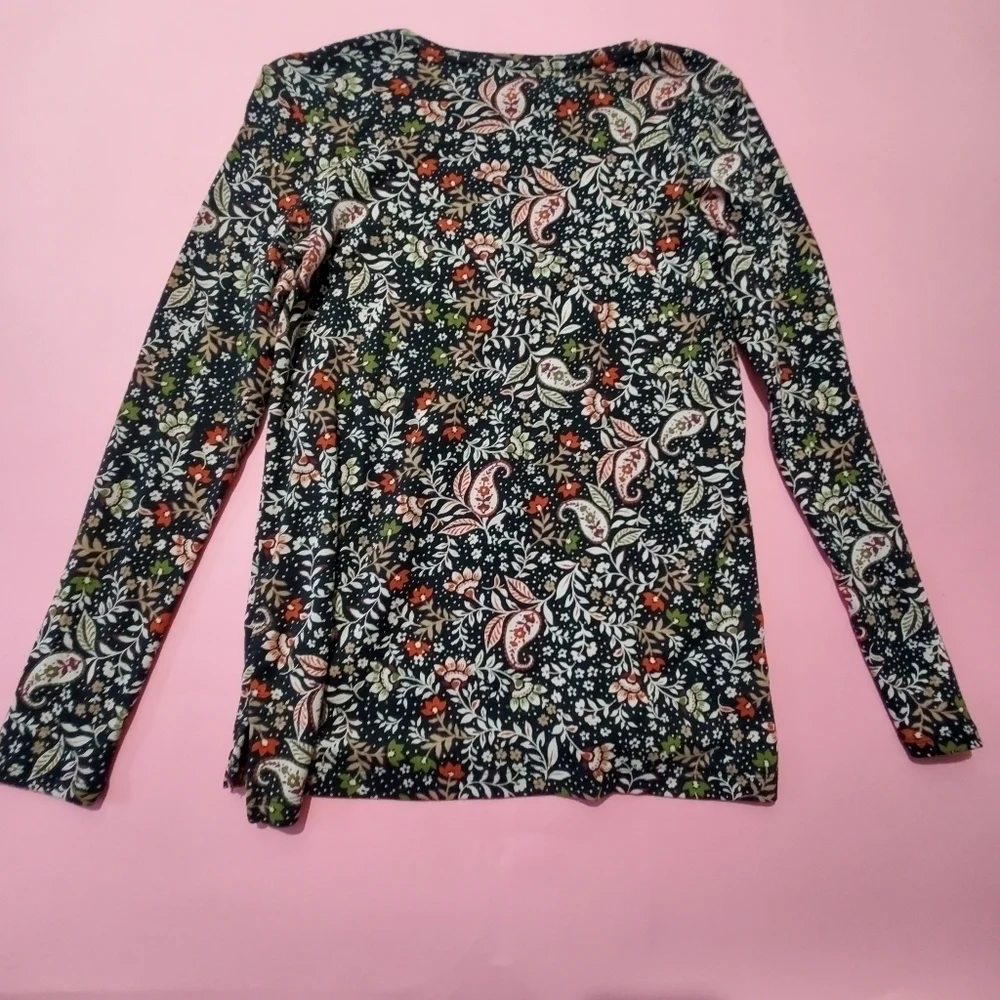 J.Jill Paisley Long Sleeve Knit Top - Picture 4 of 4